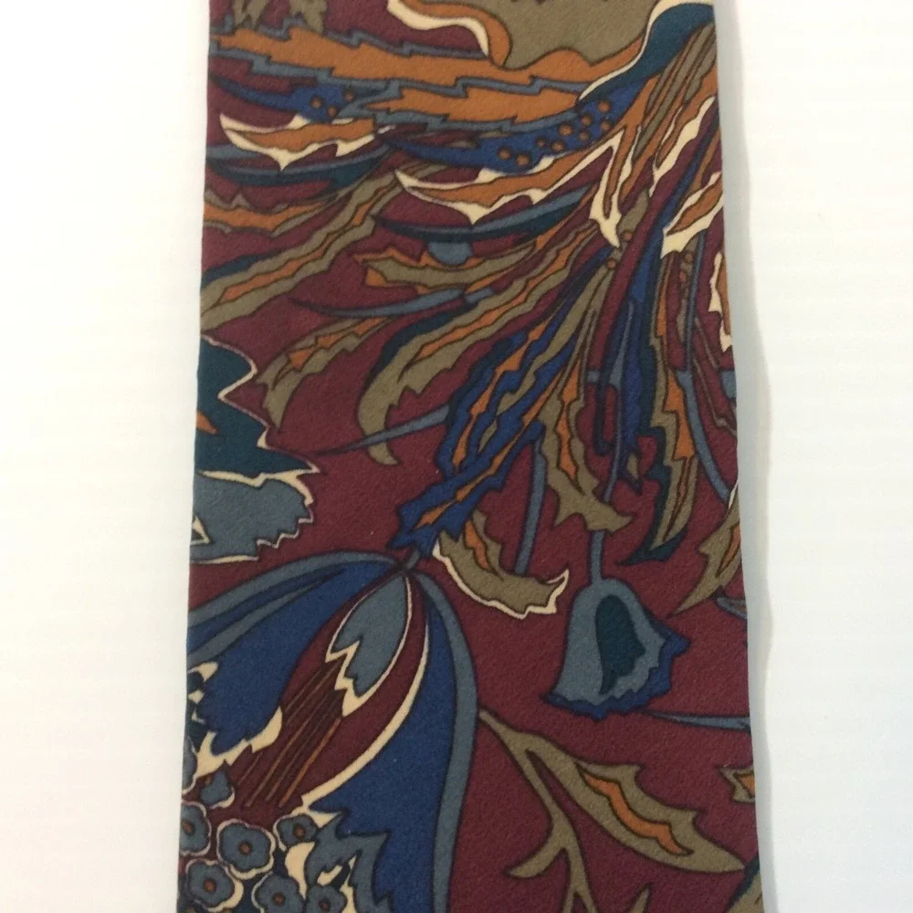 CELLINI Collection MENS TIE NECKTIE 3.75 in Burgundy Olive Rust Blue